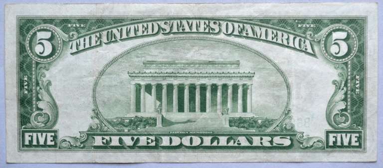 $ 5 1928 B Gold Redeemable FRN.