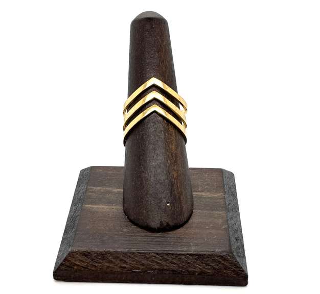 Retro Triple Chevron 14kt Gold Plated Ring