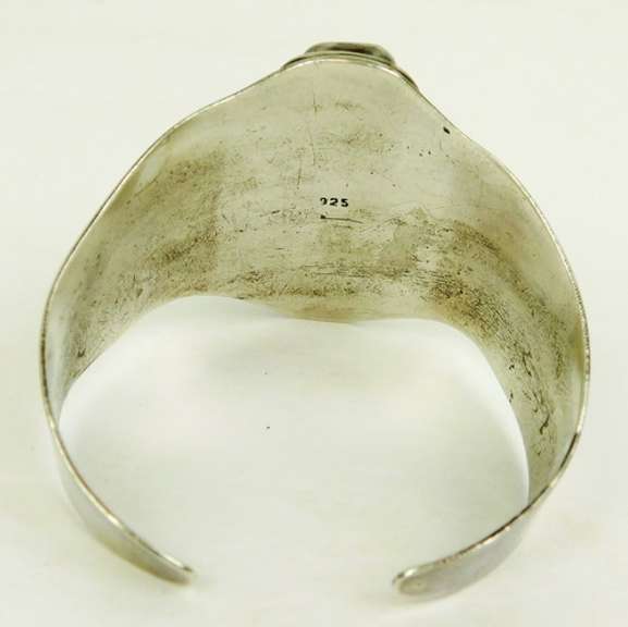 Wide Navajo Sterling Turquoise & Coral Cuff