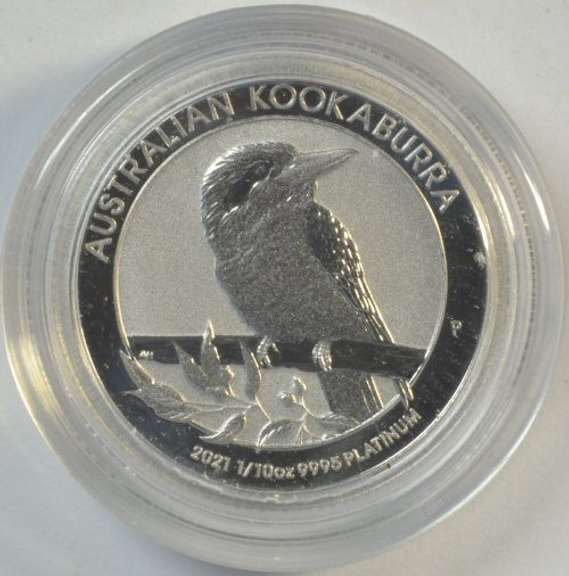 Superb Gem BU pure Platinum $15 Australia Kookaburra in capsule