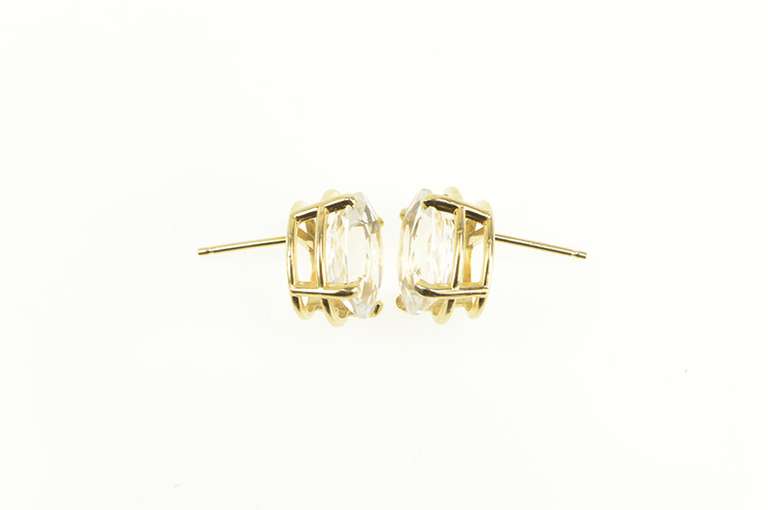 14K Yellow Gold Oval Solitaire Classic Simple Stud Earrings