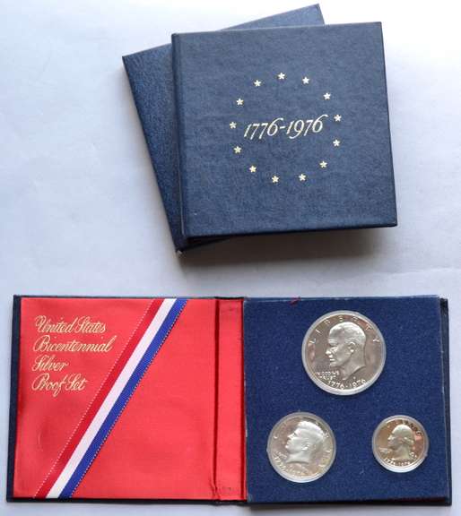 Three 3 Piece Bicentennial Proof Silver Sets