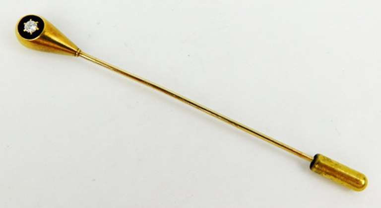 Antique 14K Gold Diamond Stick Pin