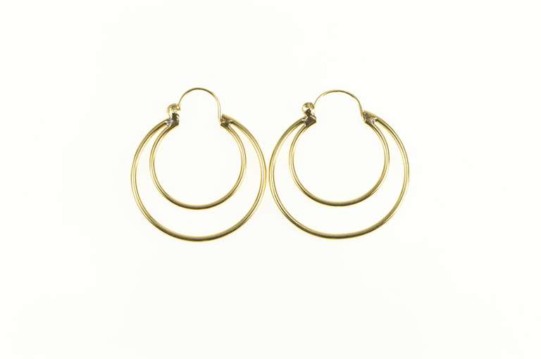 14K Yellow Gold Two Tone 29.0mm Layered Round Hoop Earrings