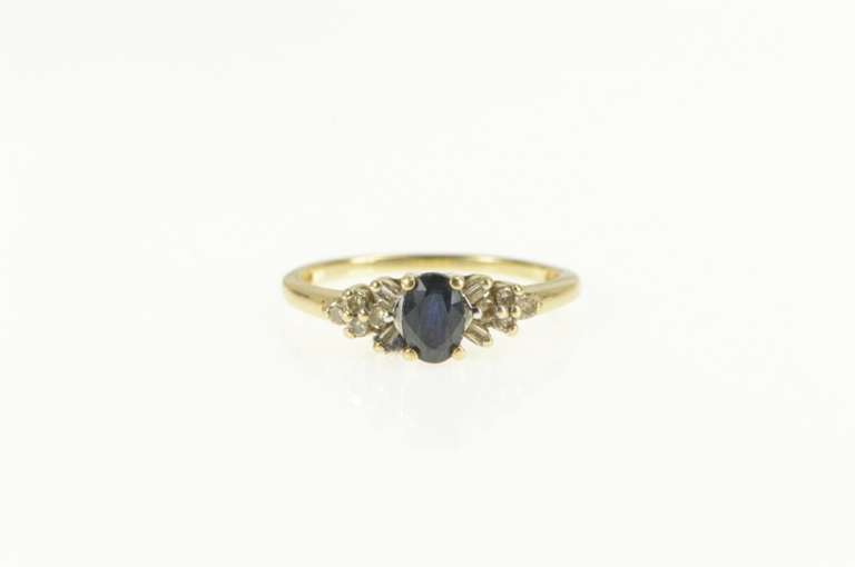 10K Yellow Gold 0.51 Ctw Natural Sapphire Diamond Engagement Ring