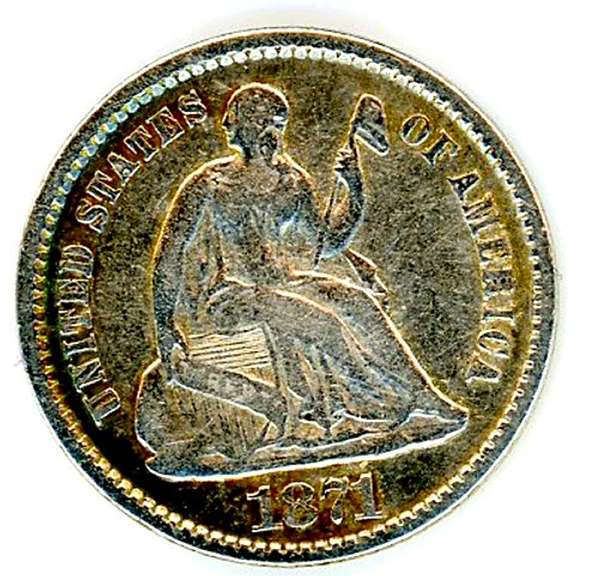 1871 Liberty Seated Half Dime