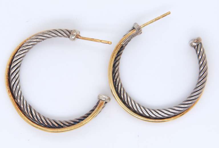 Silver Crossover Hoop Earrings From David Yurman