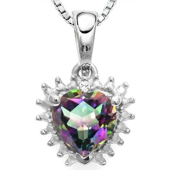 4/5 CT MYSTIC GEMSTONE & DIAMOND 925 STERLING SILVER PENDANT