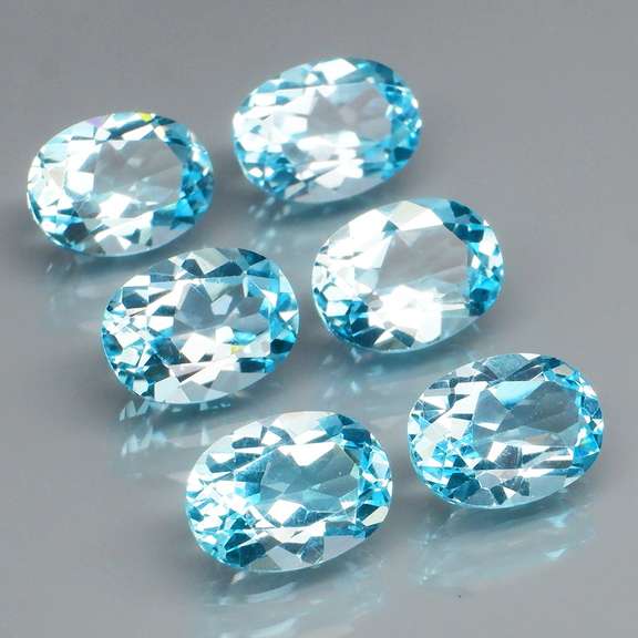 Matched! 6 piece 9.59ct full fire sky blue Topaz set