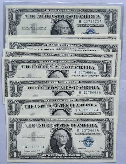 18 Consecutive CH CU 1957 A $1 Silver Certificates