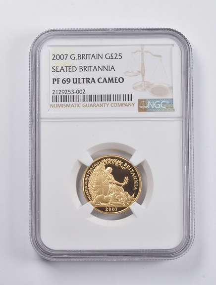PF69 UCAM 2007 Great Britain 25 Pounds Gold Seated Britannia NGC