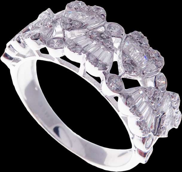 Lovely Intercrossing Heart Diamond 18k White Gold Ring