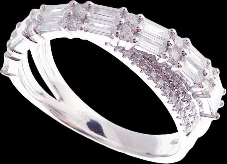 Intercross Diamond Studded 18k White Gold Double Ring