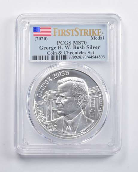 MS70 (2020) George H. W. Bush Silver Coins & Chronicles Set FS PCGS