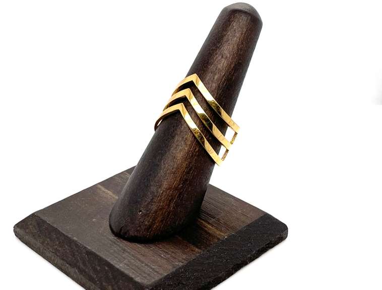 Retro Triple Chevron 14kt Gold Plated Ring