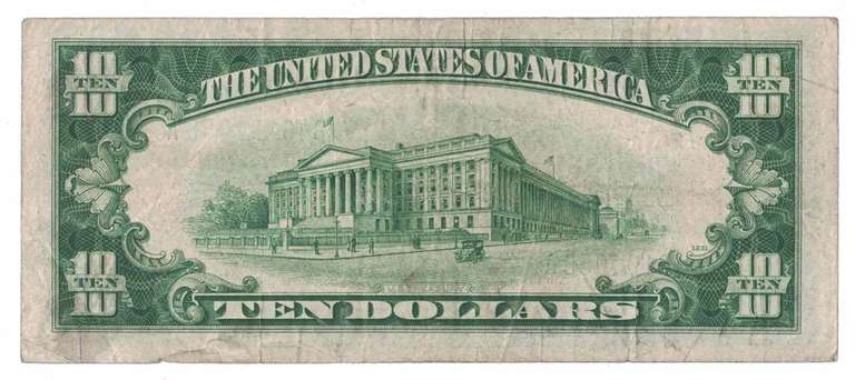 1934-D $10 Ten Dollar Blue Seal Hamilton Bank Note US Bill