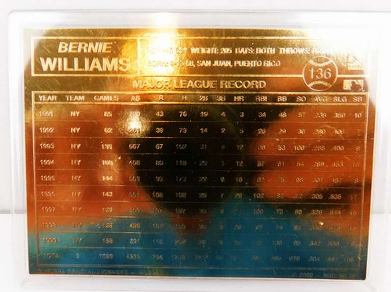 Bernie Williams 22KT Gold Foil Baseball Card