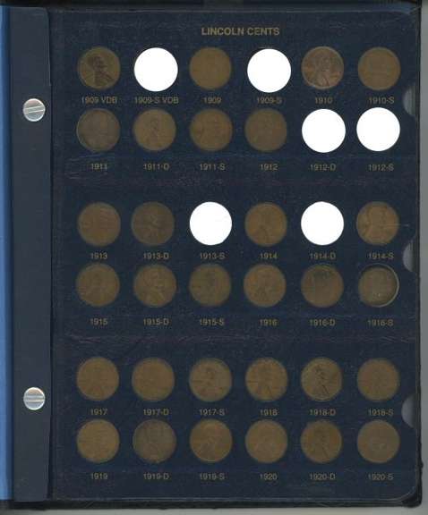 220 Diff. Lincoln Cents 1909 to 1995 in Whitman album