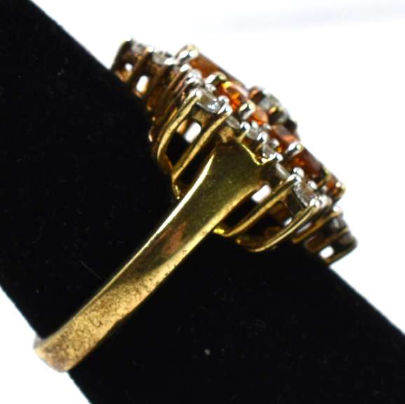 Citrine And CZ Flower Ring