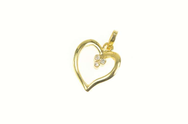 18K Yellow Gold Diamond Inset Curvy Heart Love Symbol Pendant