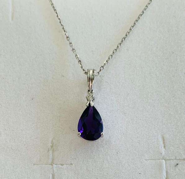 14kt Gold, Amethyst & Diamond Necklace