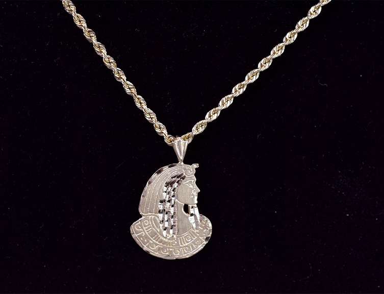 Elegant Egyptian Pendant Necklace in 14K Yellow Gold