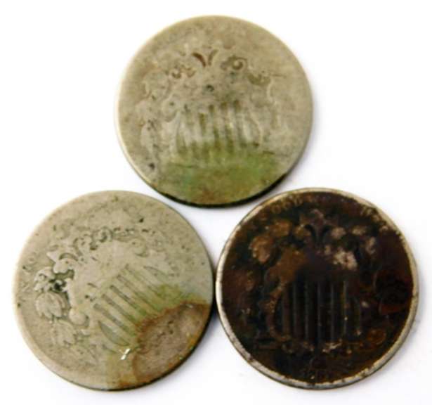 3 U.S. Shield Nickels