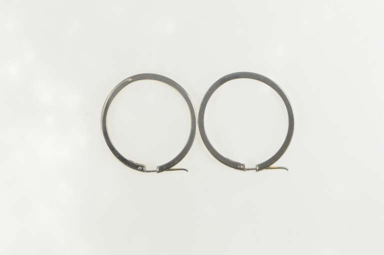 14K White Gold 44.1mm Squared Thick Statement Hoop Earrings