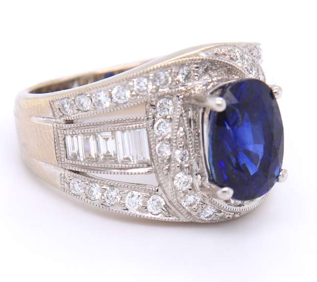 Fabulous Blue Sapphire & 2 CTW Diamond Cocktail Ring