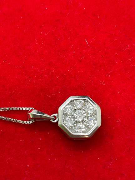 14K WHITE GOLD NECKLACE WITH 1.00 CARAT DIAMOND PENDANT