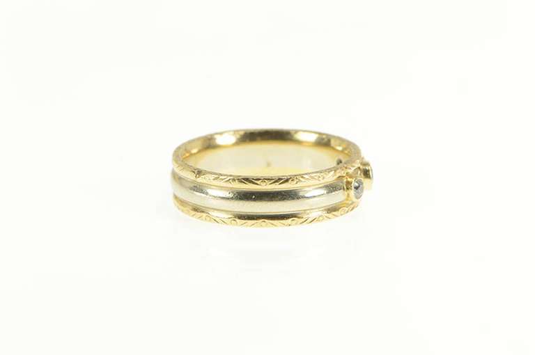 14K Yellow Gold Sapphire Old European Cut Diamond Wedding Ring