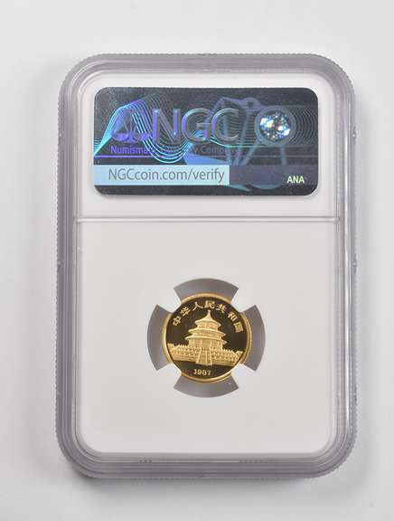 MS69 1987Y China 10 Yuan Gold Panda 1/10 Oz. .999 Fine Gold NGC