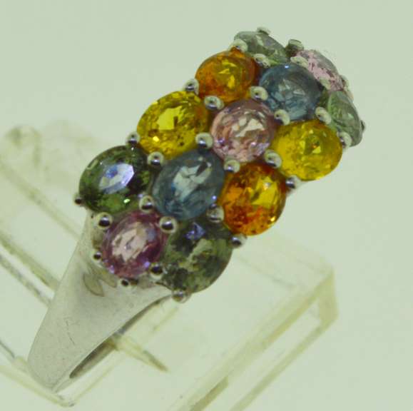 Sterling Silver Multi Color Sapphire Ring