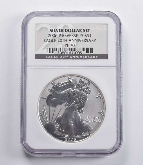 PF70 2006-P American Silver Eagle 20th Anniversary REV PF NGC