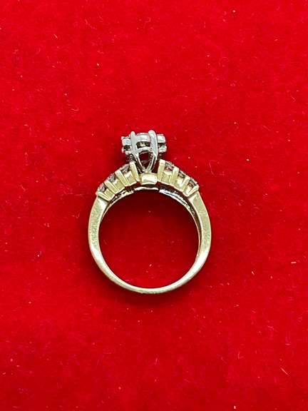 LADIES 14K AND DIAMOND ENGAGEMENT RING