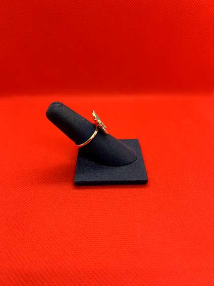 CUTE BUTTERFLY 14K YELLOW GOLD RING WITH DIAMONDS