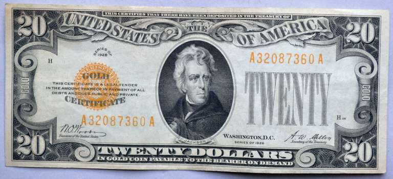$20 1928 First Series Small Size Gold Certificate