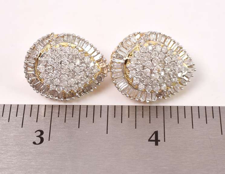 Fantastic At Least 2CTW Diamond Earrings in 14k Yellow Gold
