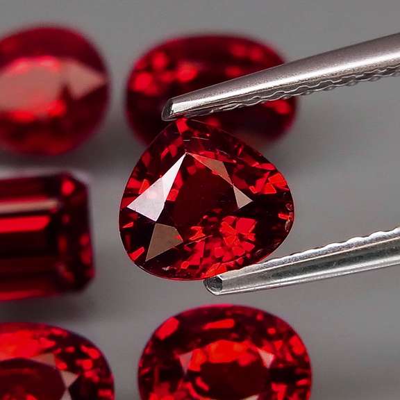 Mixed cut 6.49ct premium cherry red Pyrope garnet