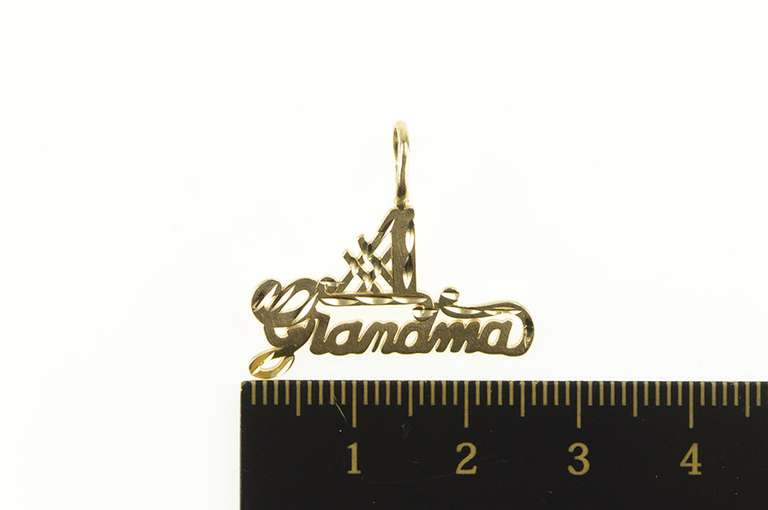 14K Yellow Gold #1 Number One Grandma Mothers Day Pendant