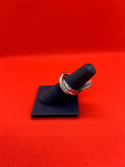 14K WHITE GOLD ORBIT DIAMOND RING