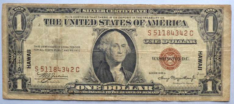 $1 1935 A Hawaii Emergency Issue Silver Certificate Fr2300