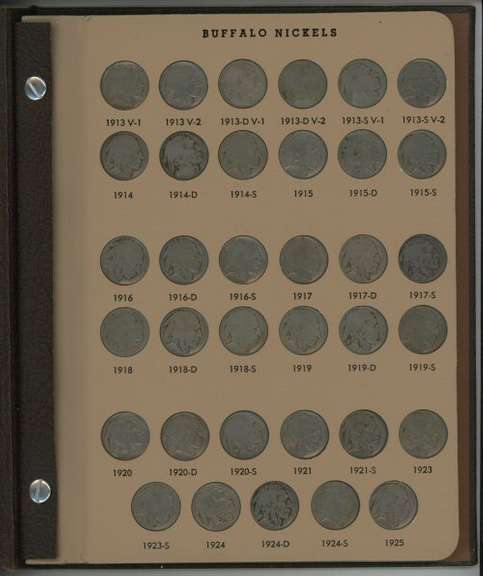Complete Set of 70 Diff. Buffalo Nickels 1913-1938-D in album