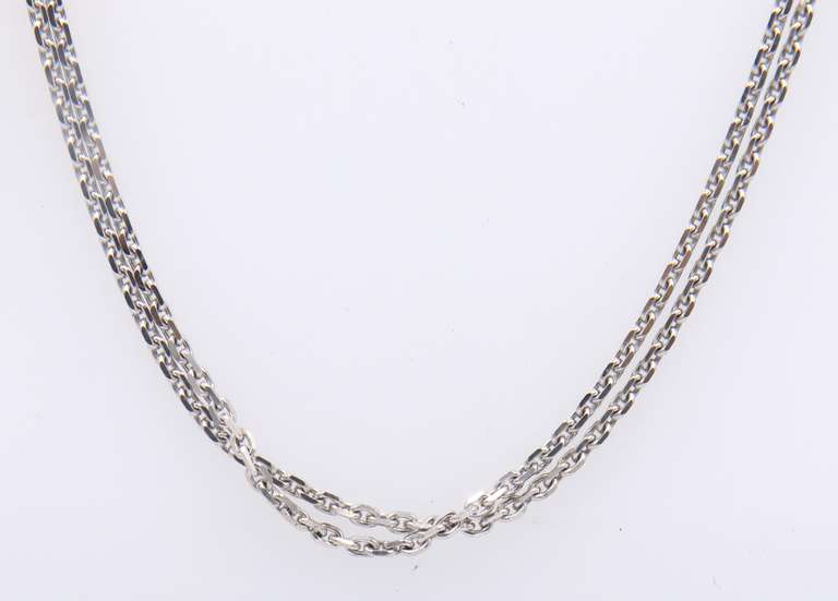 Vintage Sterling Silver Double Row Cable Chain Necklace