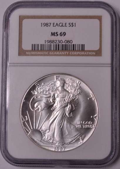 1987 American Silver Eagle NGC MS69