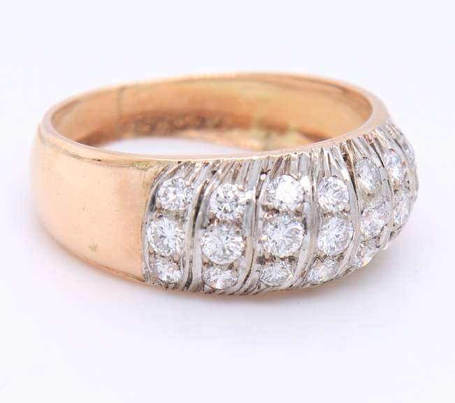 14K YELLOW AND WHITE GOLD LADIES DIAMOND BAND