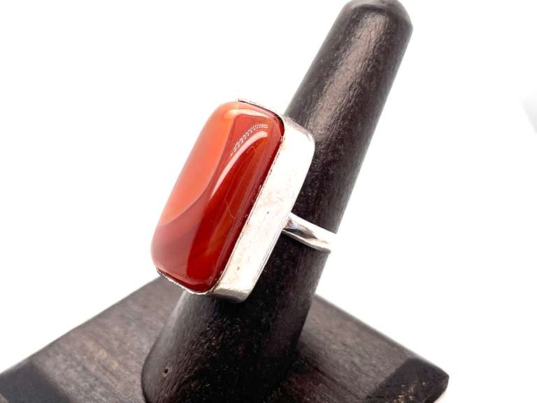 Statement Piece Red Carnelian Tibetan Silver Ring