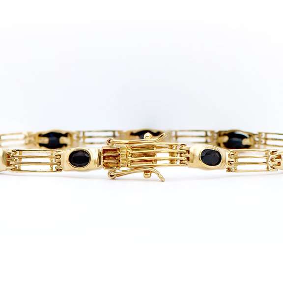 Plated 18KT Yellow Gold 5.65ctw Black Sapphire Bracelet