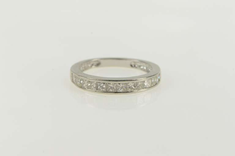 14K White Gold 0.75 Ct Princess Cut Diamond Wedding Band Ring