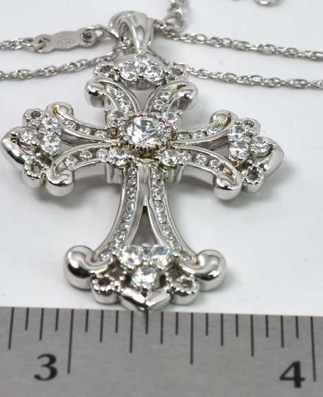White Crystal Cross Necklace